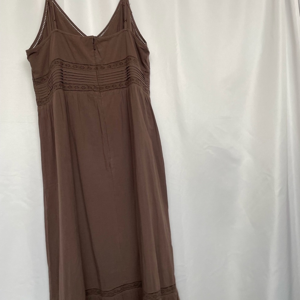 H&M Whimsigoth Boho Prairie Chocolate Brown Lace Cami Maxi Dress 90s Grunge 16 - Picture 7 of 14